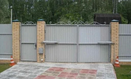 Откатные ворота для дачи серые автоматические
